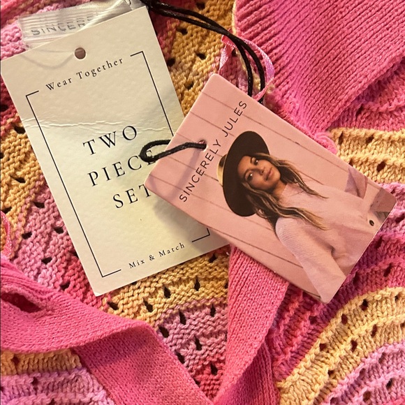 Sincerely Jules Pink Crochet Two-Piece Set | Cardigan + Midi Skirt | NWT - Picture 7 of 8